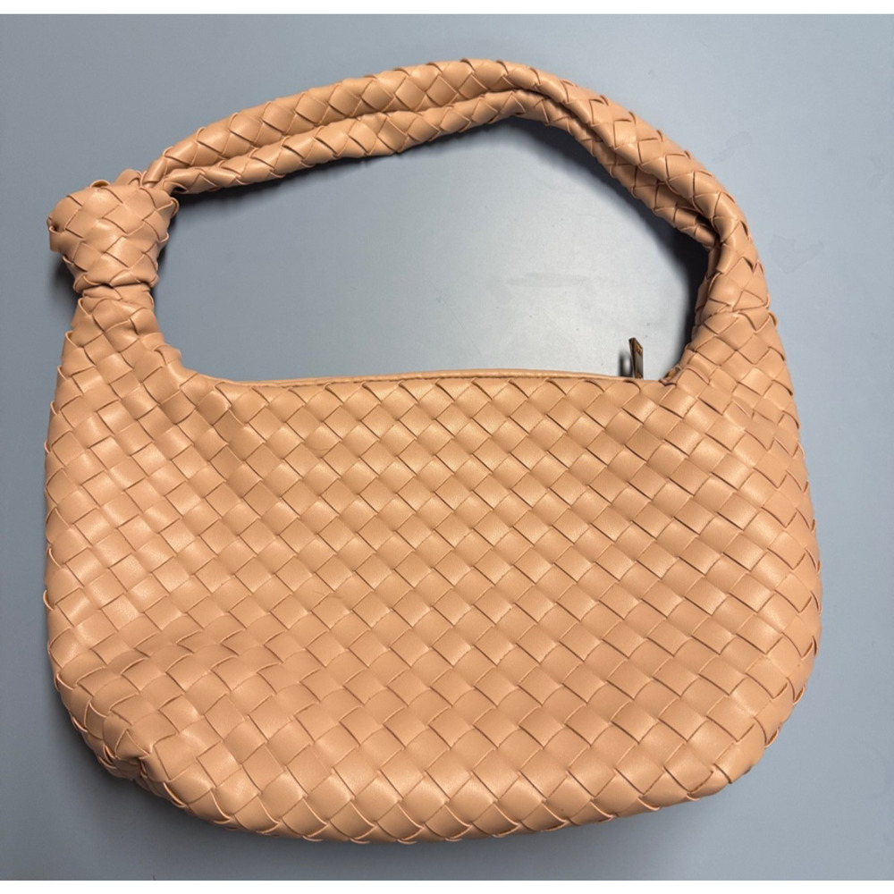 A New Day NUDE Woven Knotted Hobo Bag Faux Leather Shoulder Purse